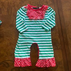 Multi colored boutique Christmas romper 3-6 months